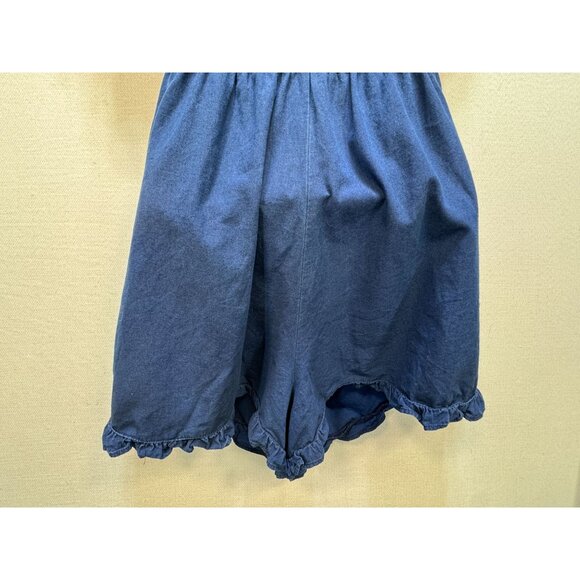 American Eagle Outfitters Womens Smocked Sexy Denim Romper Size L Navy Cutout - Picture 9 of 11